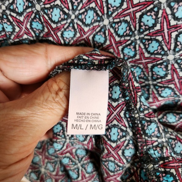 Victoria's Secret Open Front Kimono Cover Up Block Print Women's M/L - Picture 10 of 12